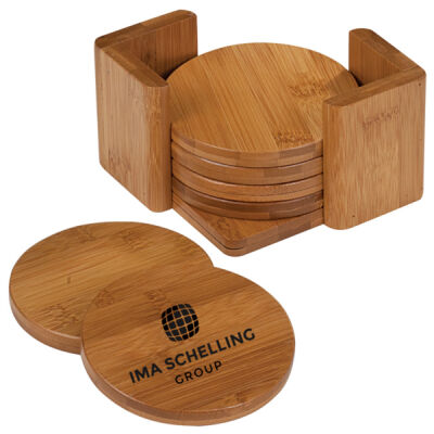 IMA Schelling Group - Bamboo Round Coaster (6) and Holder Thumbnail